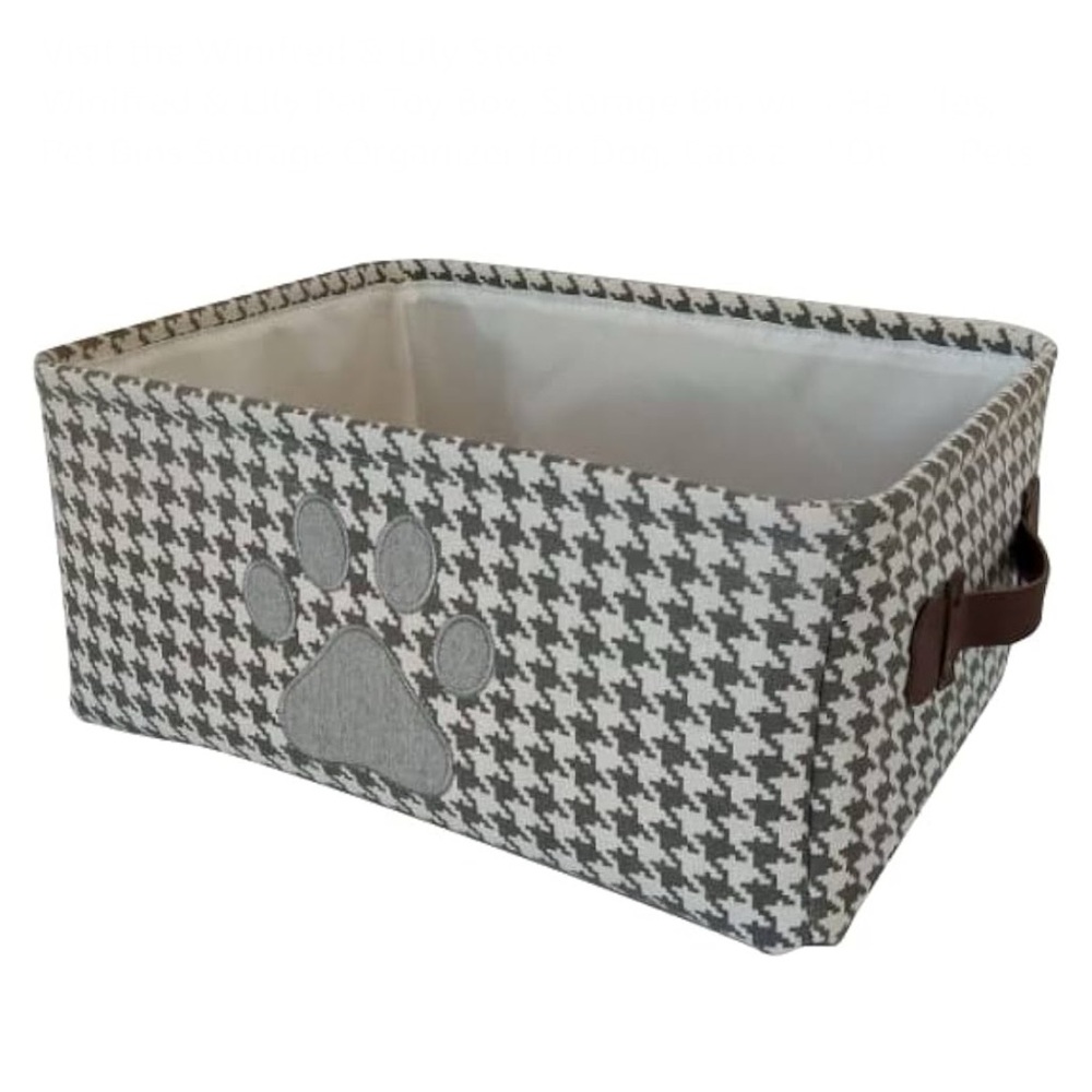 New! 7x16 Houndstooth Pet Storage Bin with Paw Print NWT!